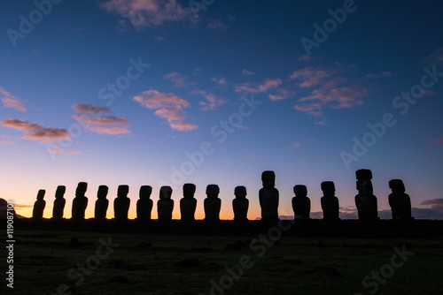Moais in Easter Island Chile