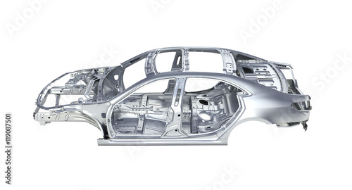 body car without a shadow on white background 3d
