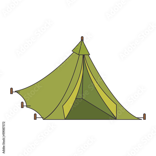 green tent camping adventure outdoor activity vector illustration