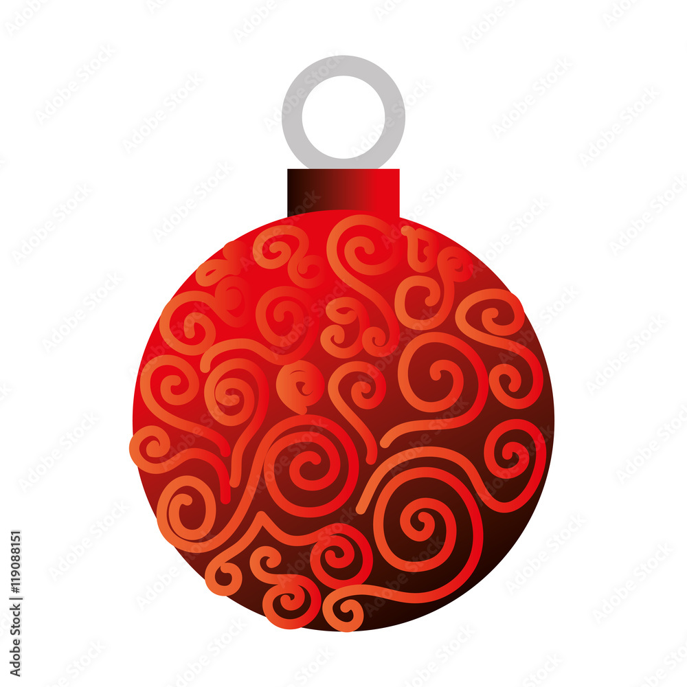christmas season decoration red ball decoration vector illustration