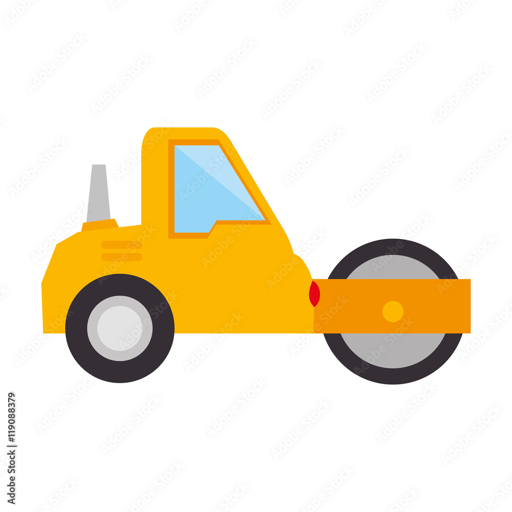 steamroller construction truck vehicle industry vector illustration