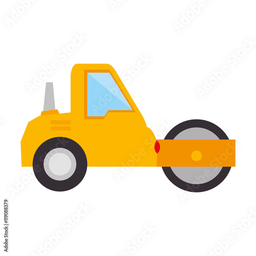 steamroller construction truck vehicle industry vector illustration