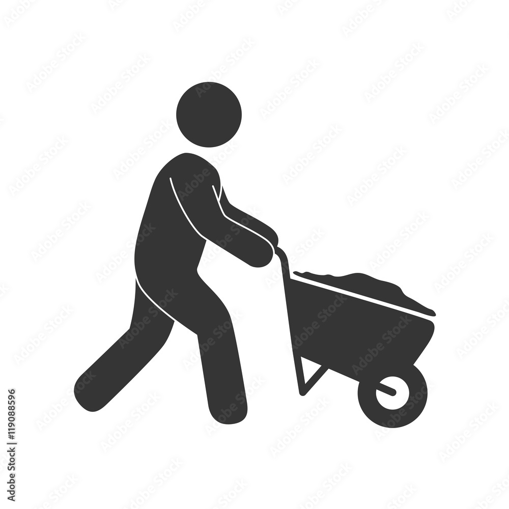 worker construction man with wheelbarrot cart builder building vector illustration worker construction man with wheelbarrot cart builder building vector illustration