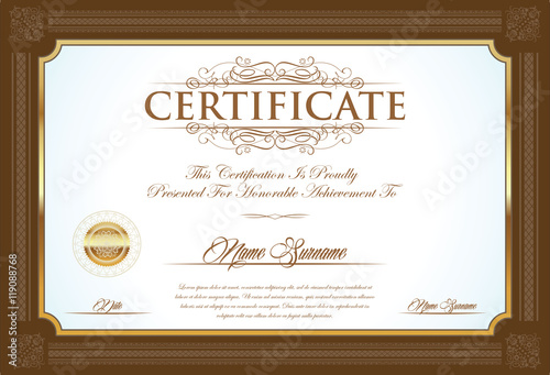 Certificate or diploma retro vintage design template
