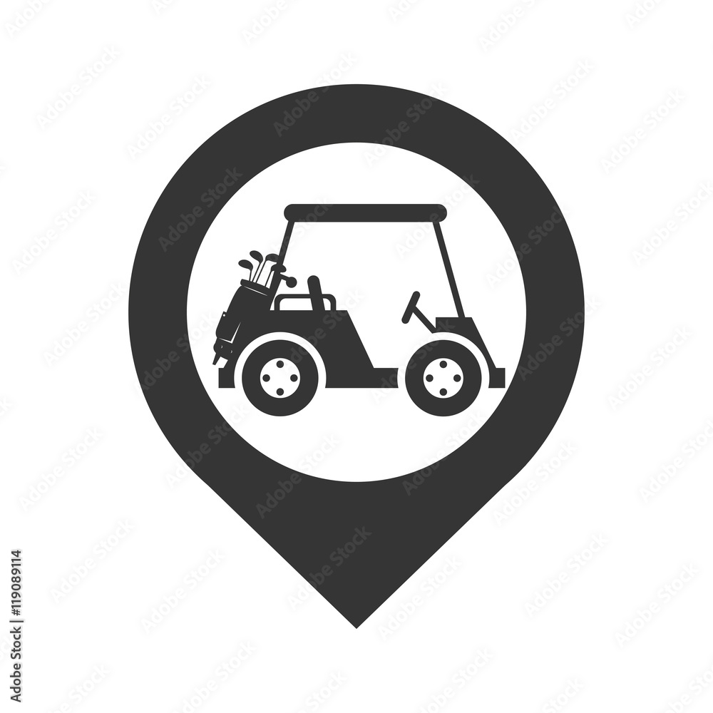 location pin ubication golf car vehicle sport hobby vector illustration