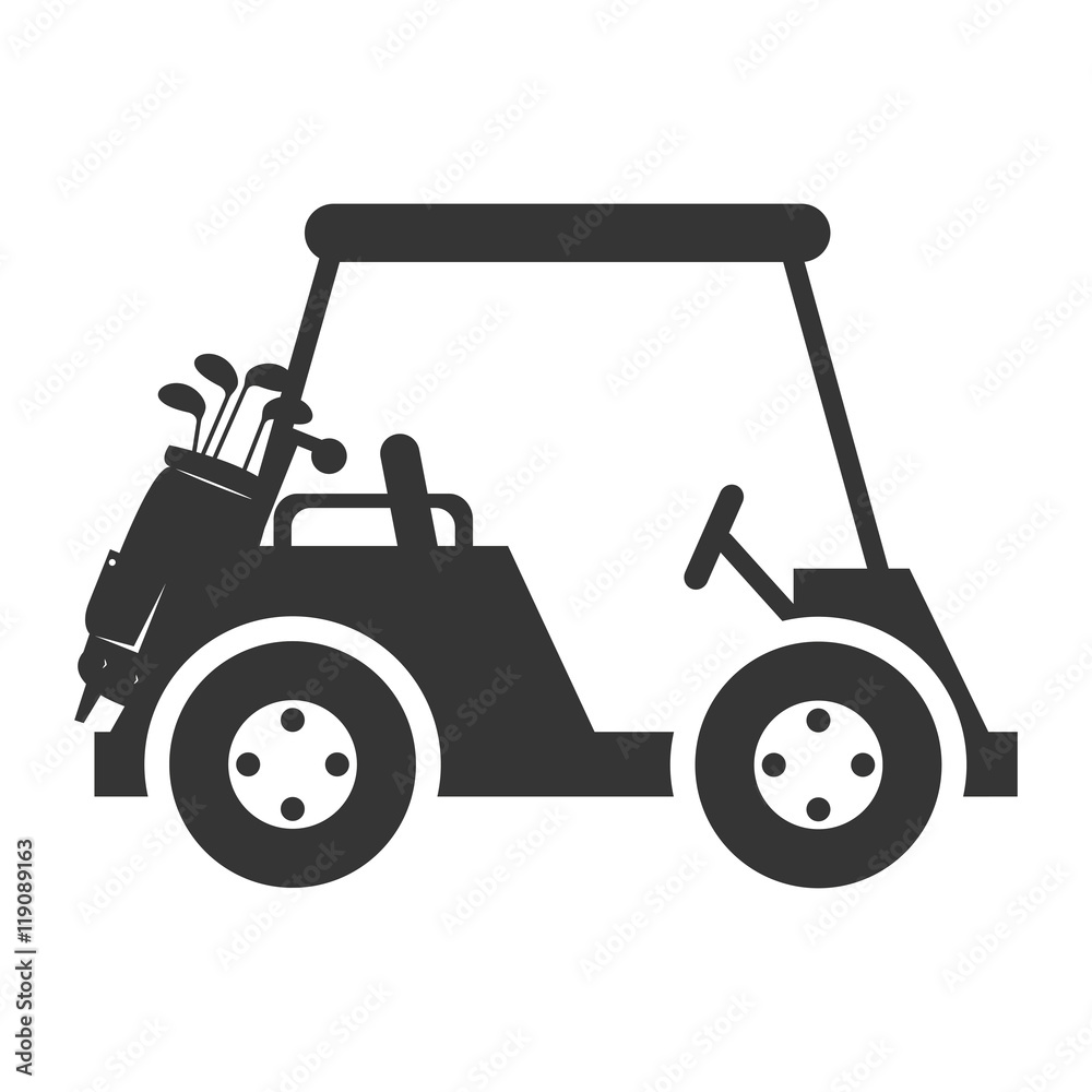 golf car vehicle auto transport sport game silhouette vector illustration