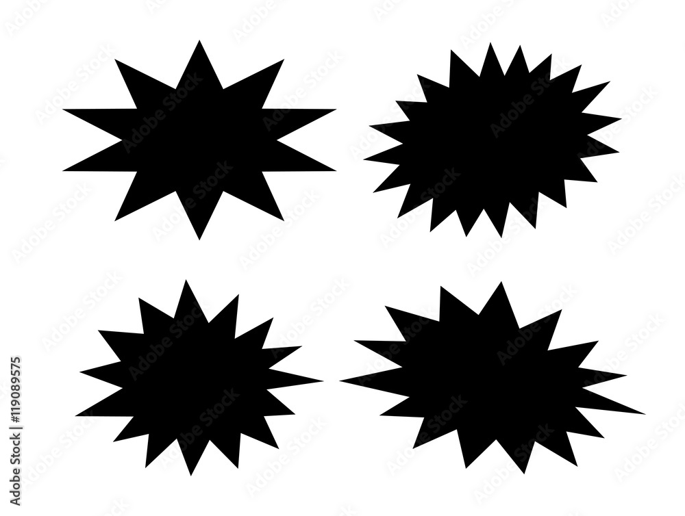 Black bursting star shapes