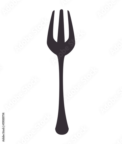 garnish fork utensil kitchen curtlery food silhouette vector illustration