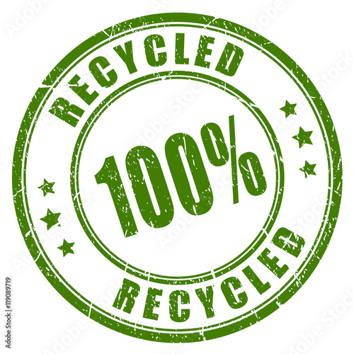 100 recycled rubber stamp