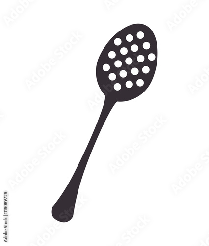 kitchen slotted spoon utensil silverware food silhouette vector illustration