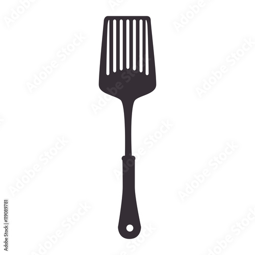 kitchen turner slotted  utensil silverware food silhouette vector illustration