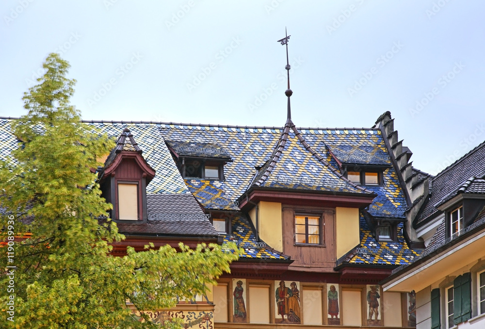 Fragment of old building in Lucerne. Switzerland Fragment of old building in Lucerne. Switzerland