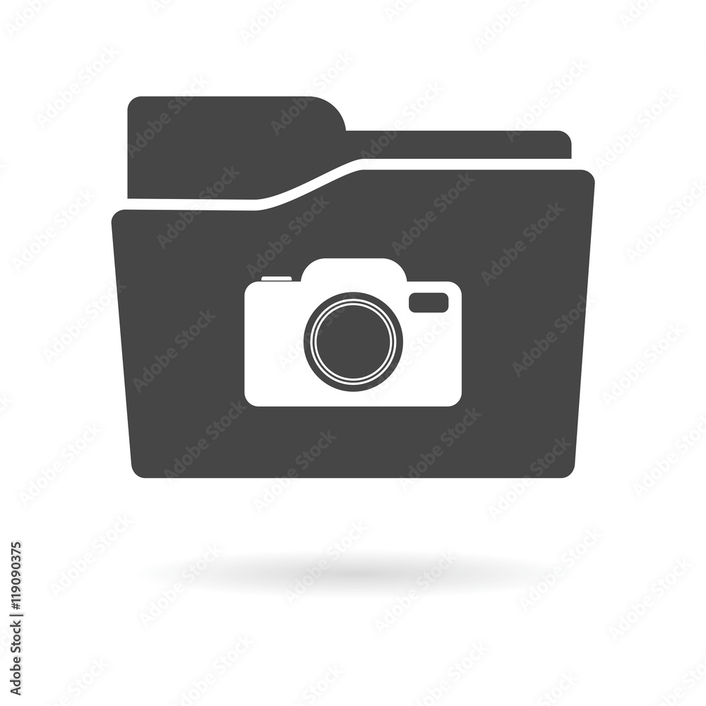 Isolated file folder icon with a camera