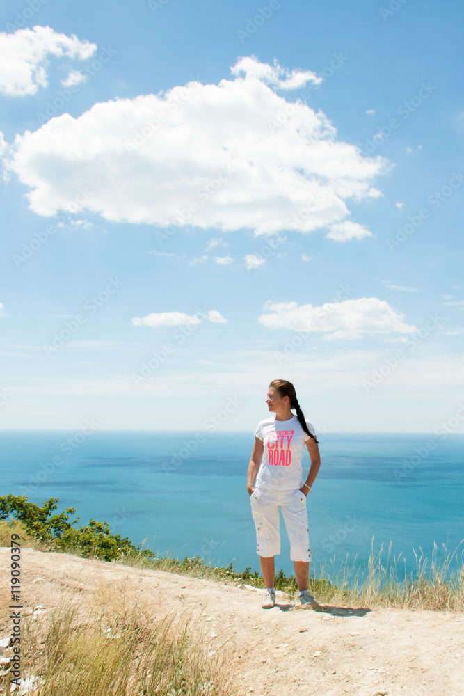 view of the girl and the sea view of the girl and the sea