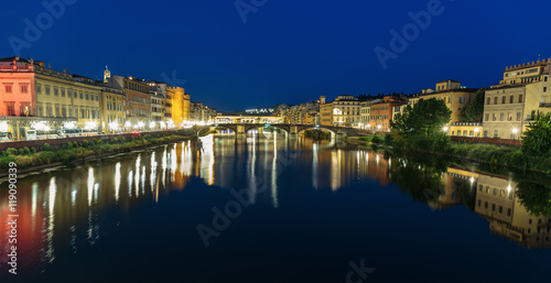 Ponte Vecchio in Florence at night, Italy