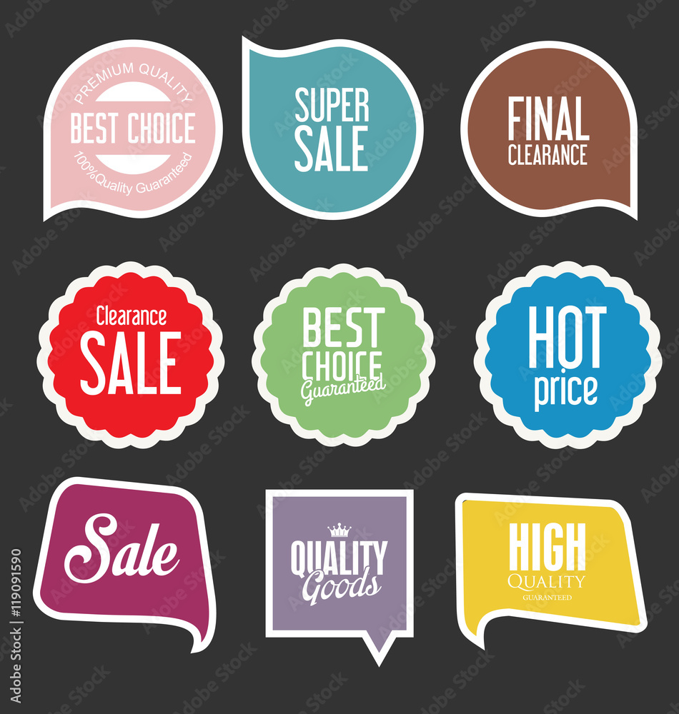 Modern sale stickers and tags collection vector