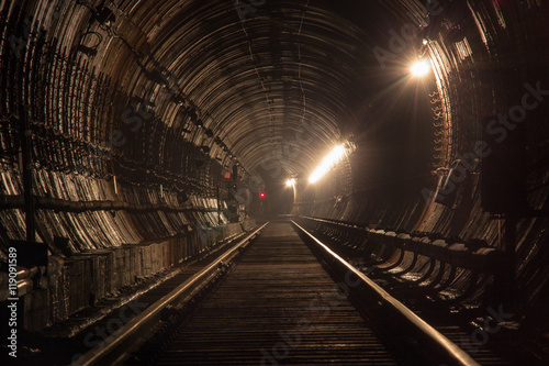 Fototapeta Naklejka Na Ścianę i Meble -  Subway tunnel. Kiev, Ukraine. Kyiv, Ukraine