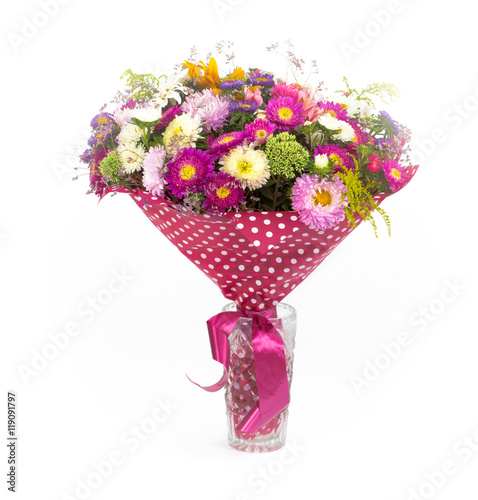 a bouquet of summer flowers on a white background