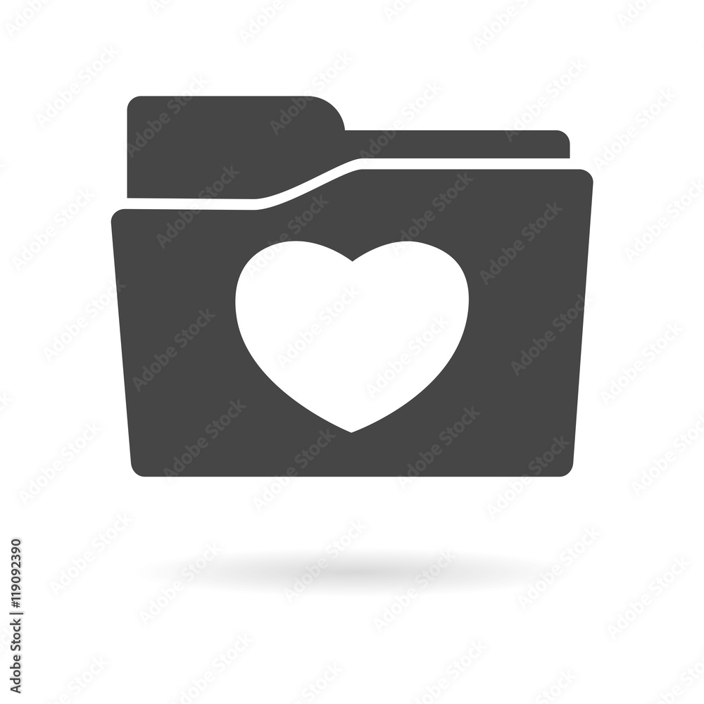 Isolated file folder icon with a heart Isolated file folder icon with a heart