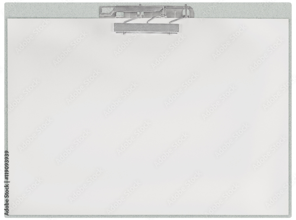 Horizontal clipboard, blank empty isolated white paper file copy space