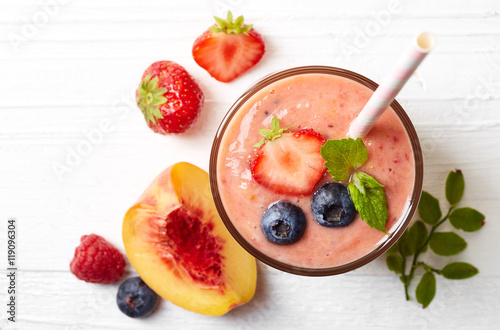 Glass of fruit and berry smoothie