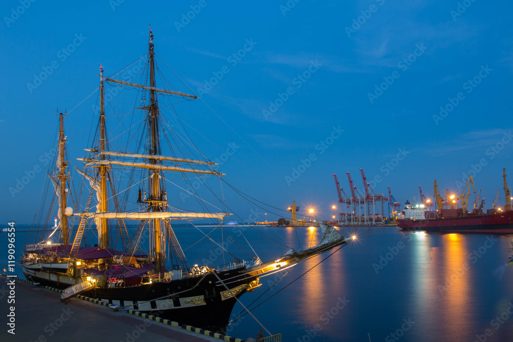 Odessa, Ukraine August 16, 2016 Italian Navy ship, Palinuro in the port Odessa, Ukraine August 16, 2016 Italian Navy ship, Palinuro in the port