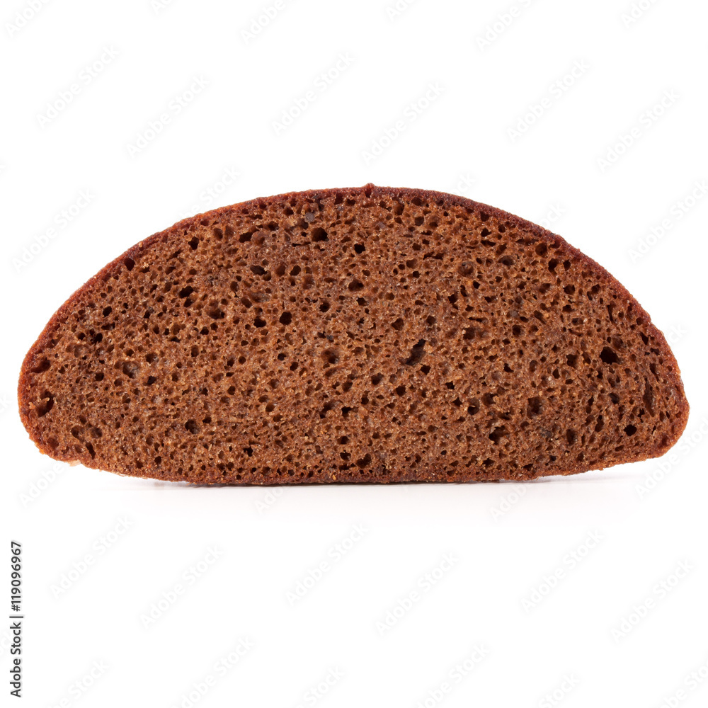 Slice of fresh rye bread isolated on white background cutout Slice of fresh rye bread isolated on white background cutout
