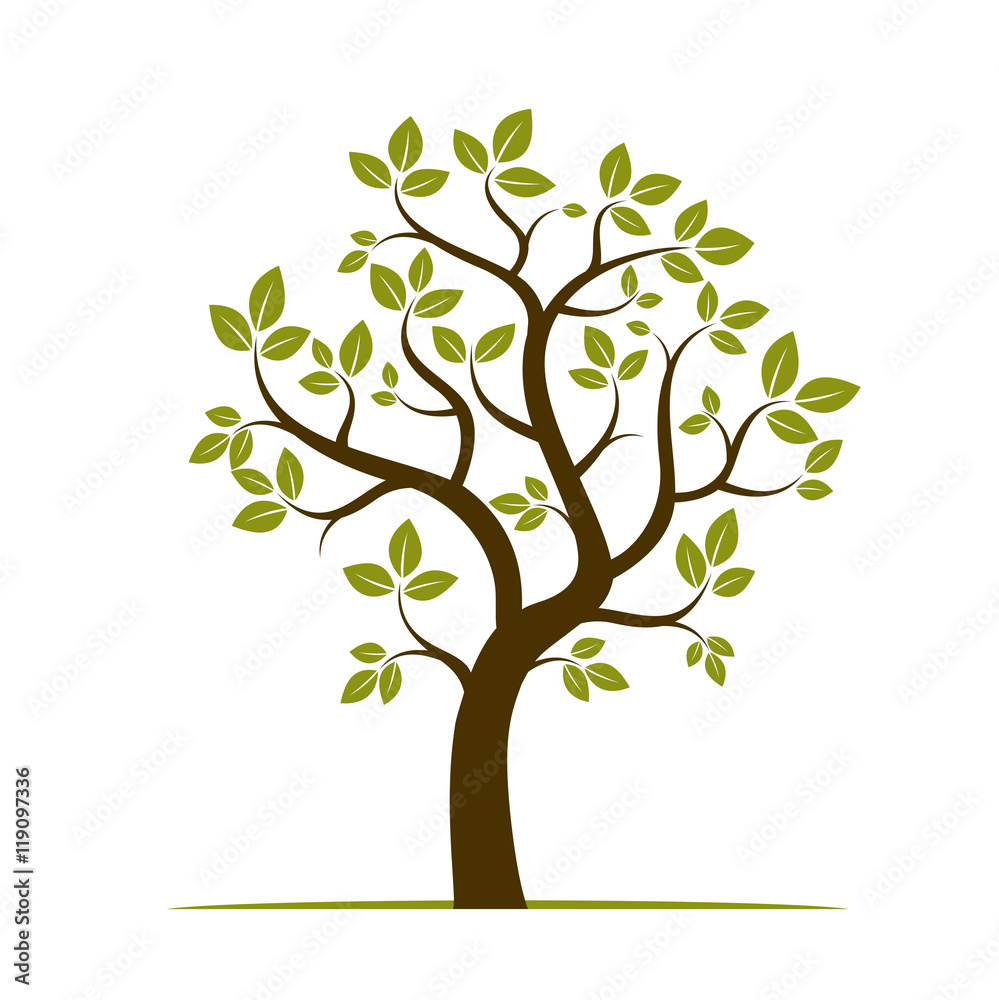 Shape of Green Tree. Vector Illustration.