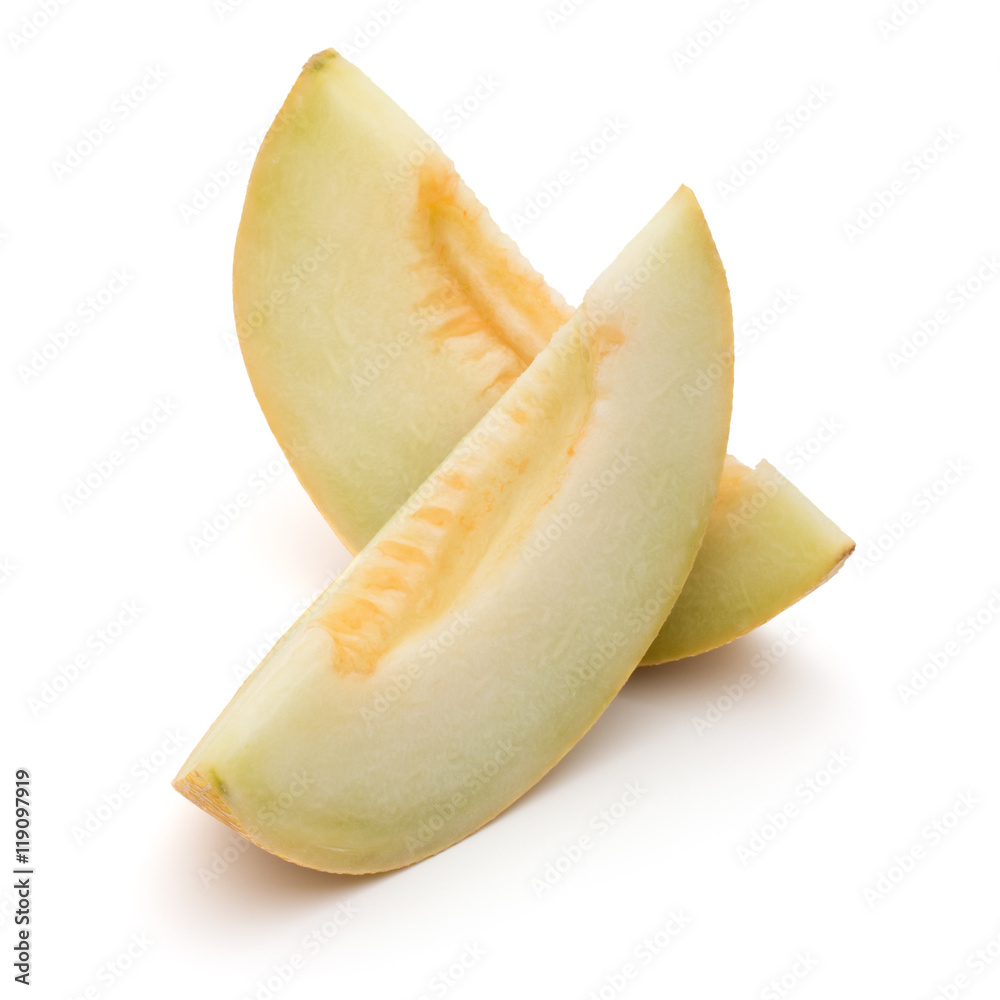 melon slices isolated on white background cutout