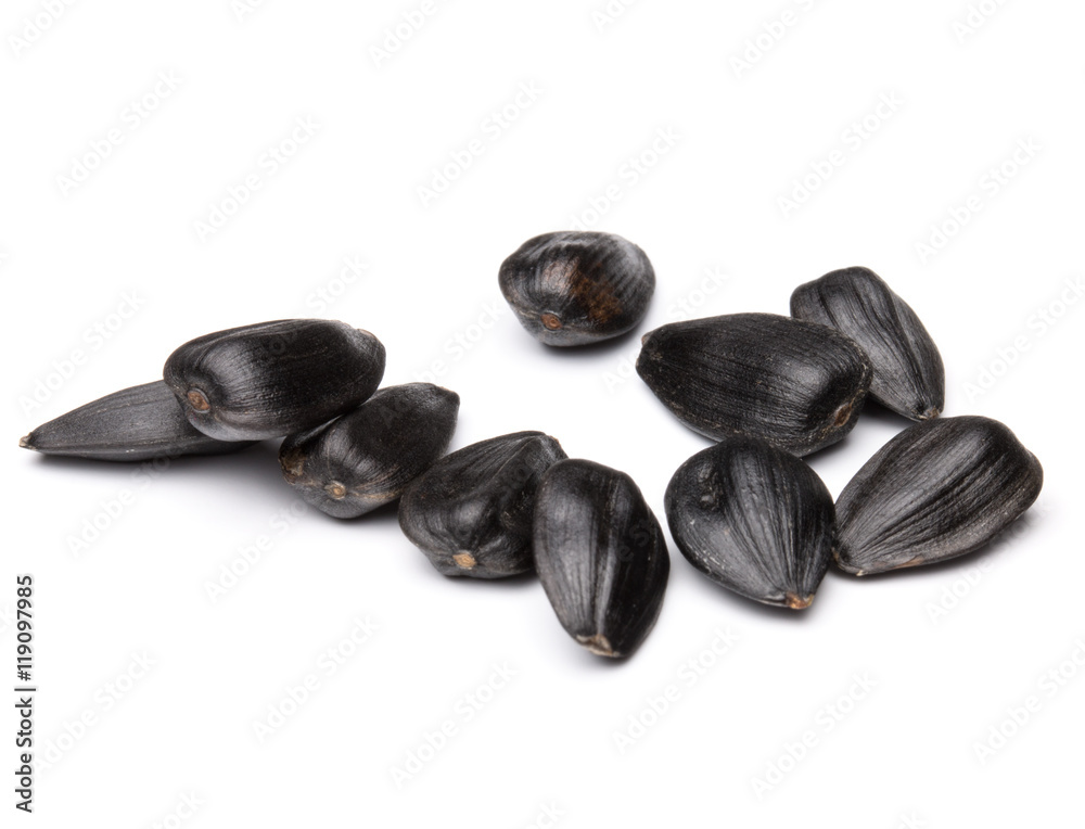 Sunflower seeds isolated on white background close up Sunflower seeds isolated on white background close up