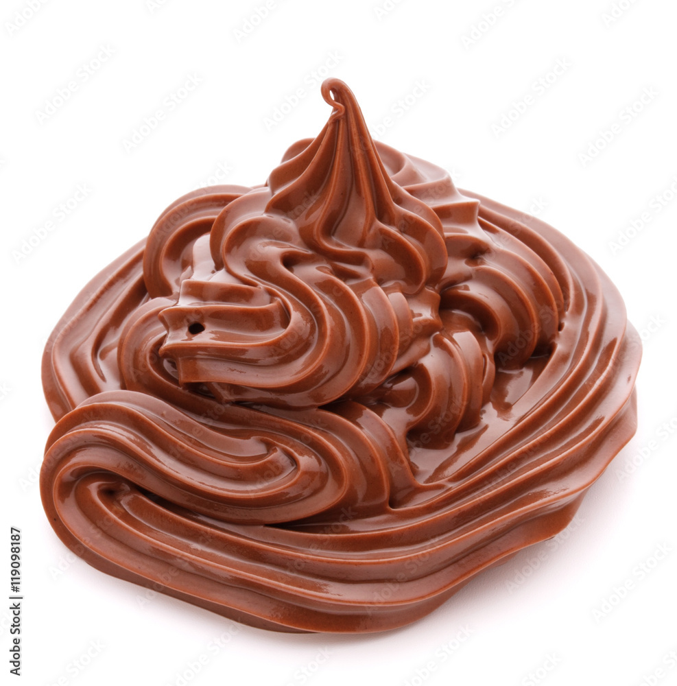 Chocolate cream swirl isolated on white background cutout Chocolate cream swirl isolated on white background cutout