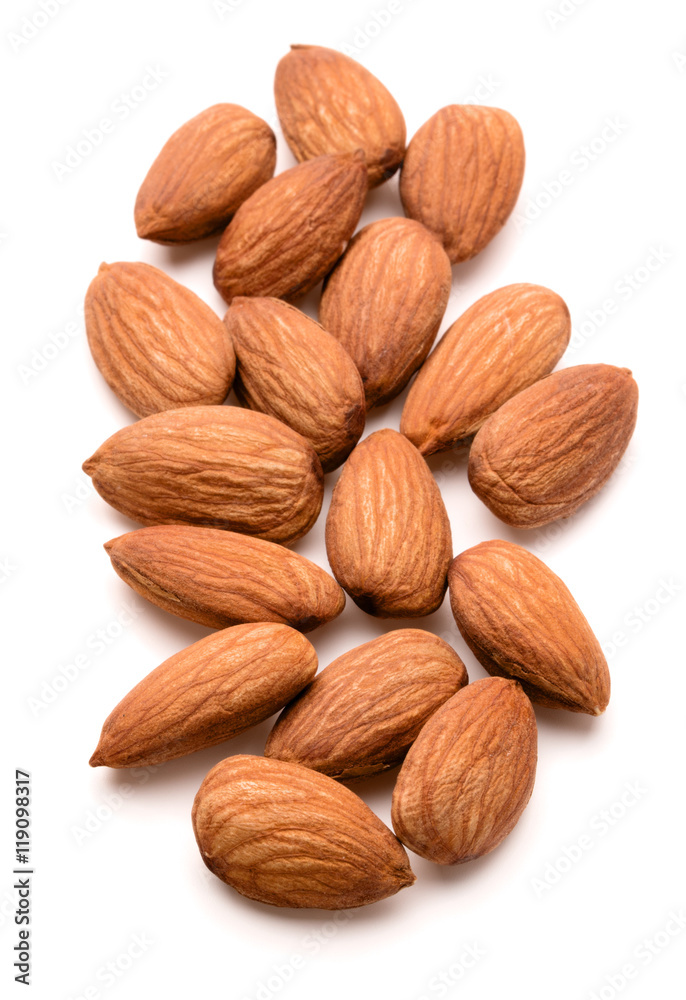almond nuts isolated on white background close up almond nuts isolated on white background close up
