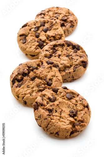 Chocolate cookies isolated on white background cutout