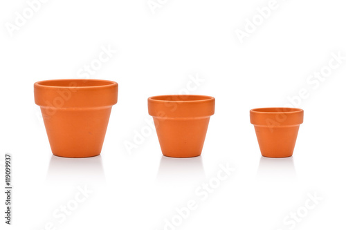 Set different site flower pots isolated on white