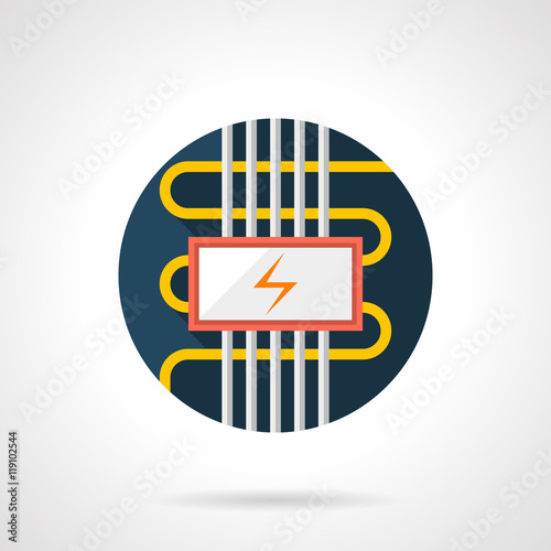 Electric floor heating round flat vector icon