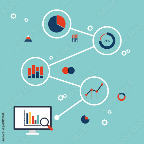 Business data analytics infographic flat design vector illustration