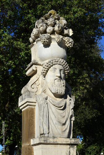 Old classical herme from Villa Borghese public park in Rome