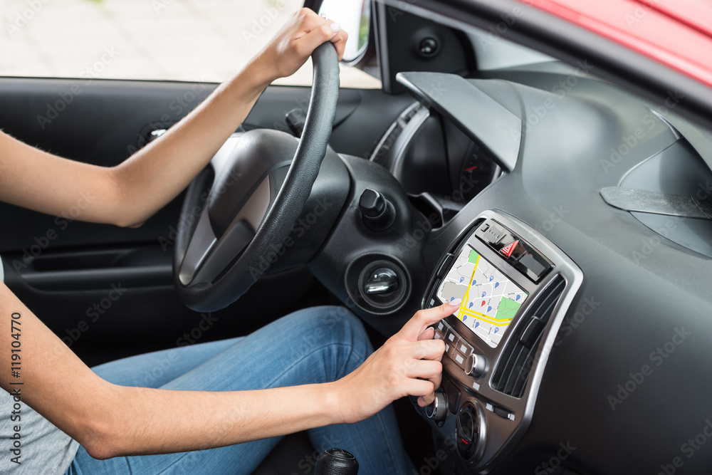 Woman Using GPS Navigation