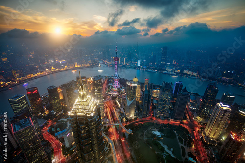 Aerial view of shanghai, shanghai lujiazui finance and business district trade zone photo