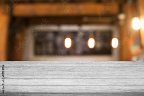 Top of black and white wooden table with coffee shop © punsayaporn