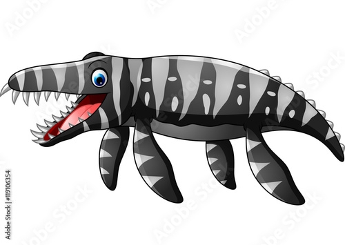 Cartoon kronosaurus on White background 