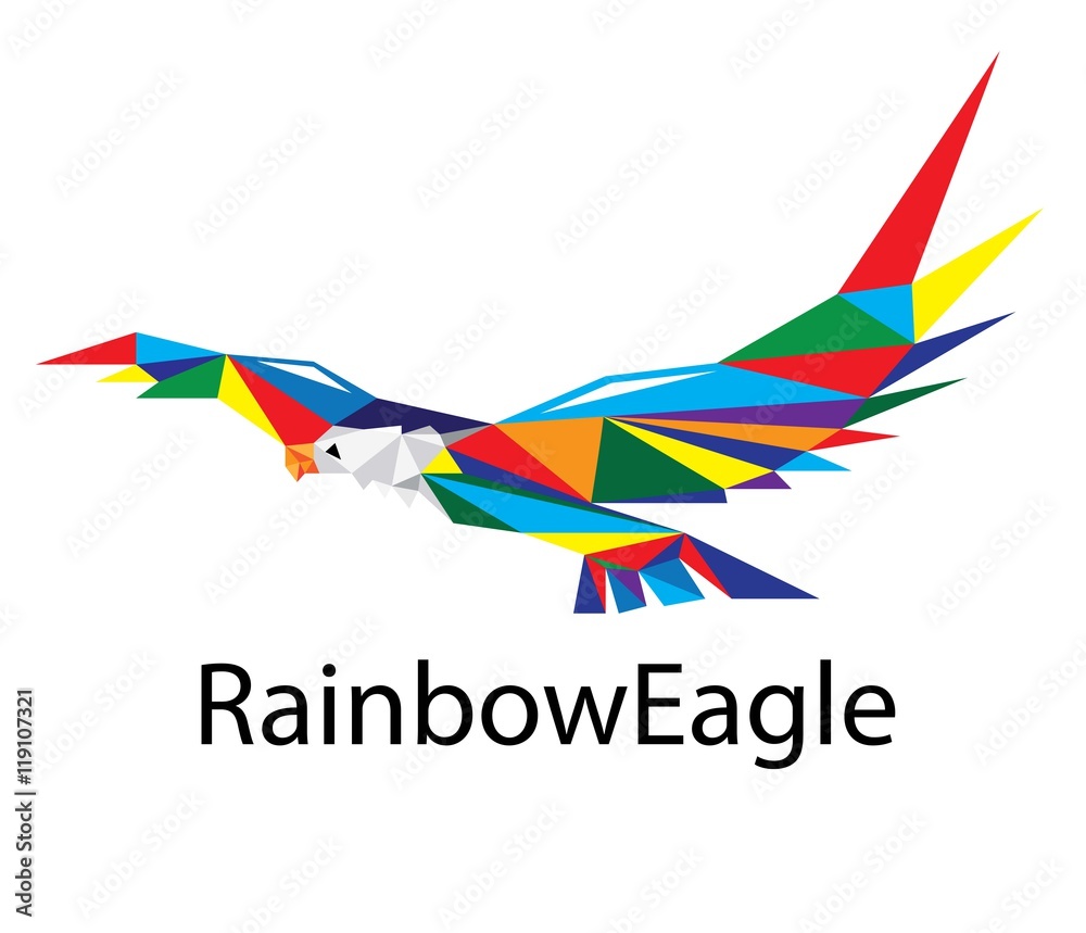 Rainbow Eagle Logo, art vector geometric polygonal design