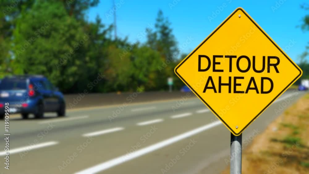 4K Detour Sign Yellow Diamond, Warning Traffic Symbol Sign 4K Detour Sign Yellow Diamond, Warning Traffic Symbol Sign