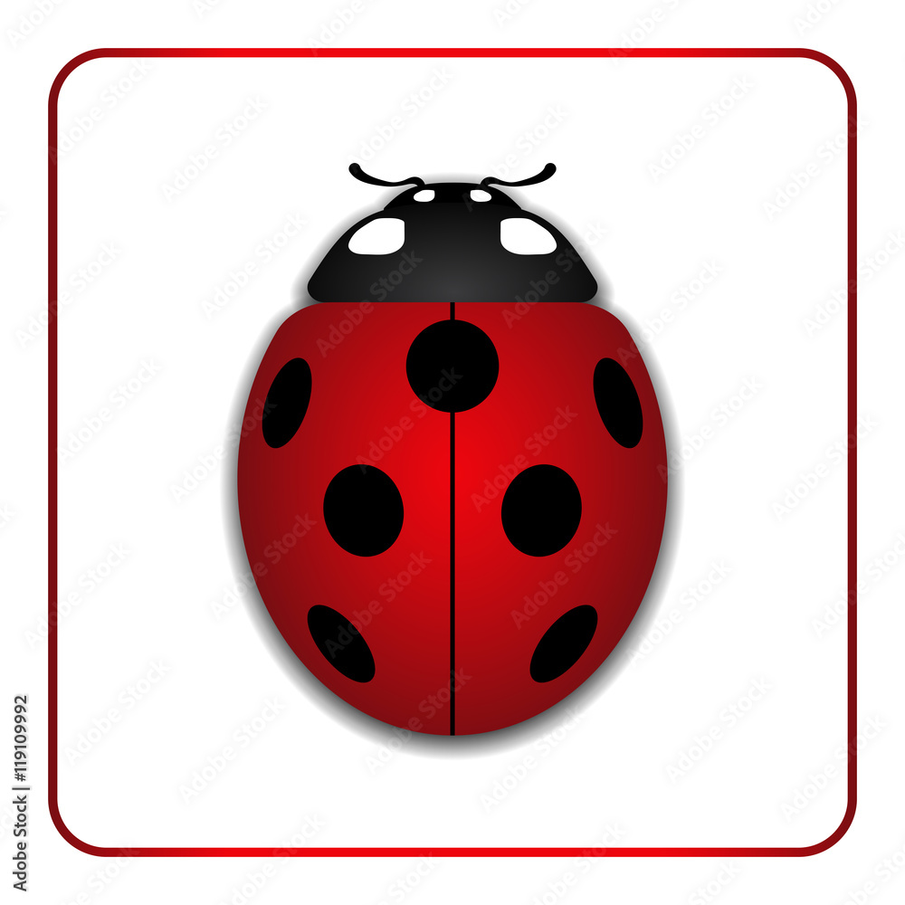 Ladybug small icon. Red lady bug sign, isolated on white background. 3d volume design. Cute colorful ladybird. Insect cartoon beetle. Symbol of nature, spring or summer. Vector illustartion Ladybug small icon. Red lady bug sign, isolated on white background. 3d volume design. Cute colorful ladybird. Insect cartoon beetle. Symbol of nature, spring or summer. Vector illustartion