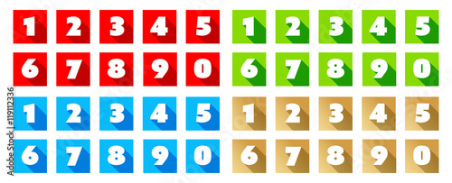 Numbers / Red square Icons