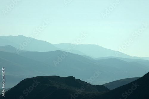 mountain, silhouette, distance, haze