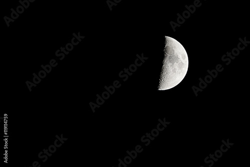 Half moon in the dark sky