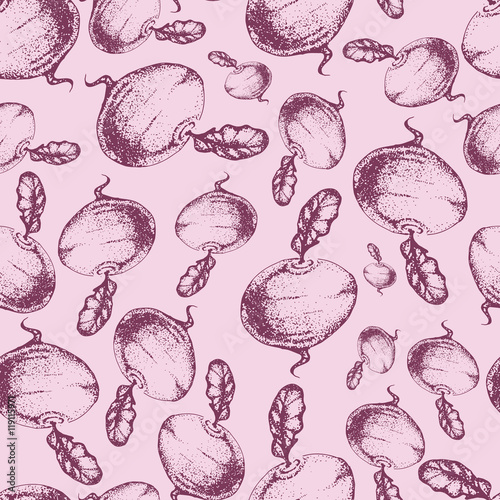 Seamless beet pattern. Vegetable sketch backgound
