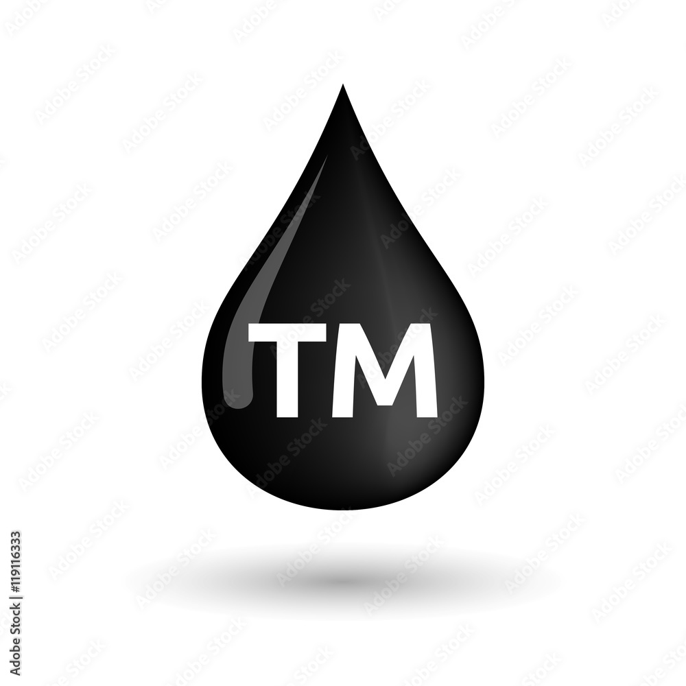 Isolated oil drop icon with the text TM Isolated oil drop icon with the text TM
