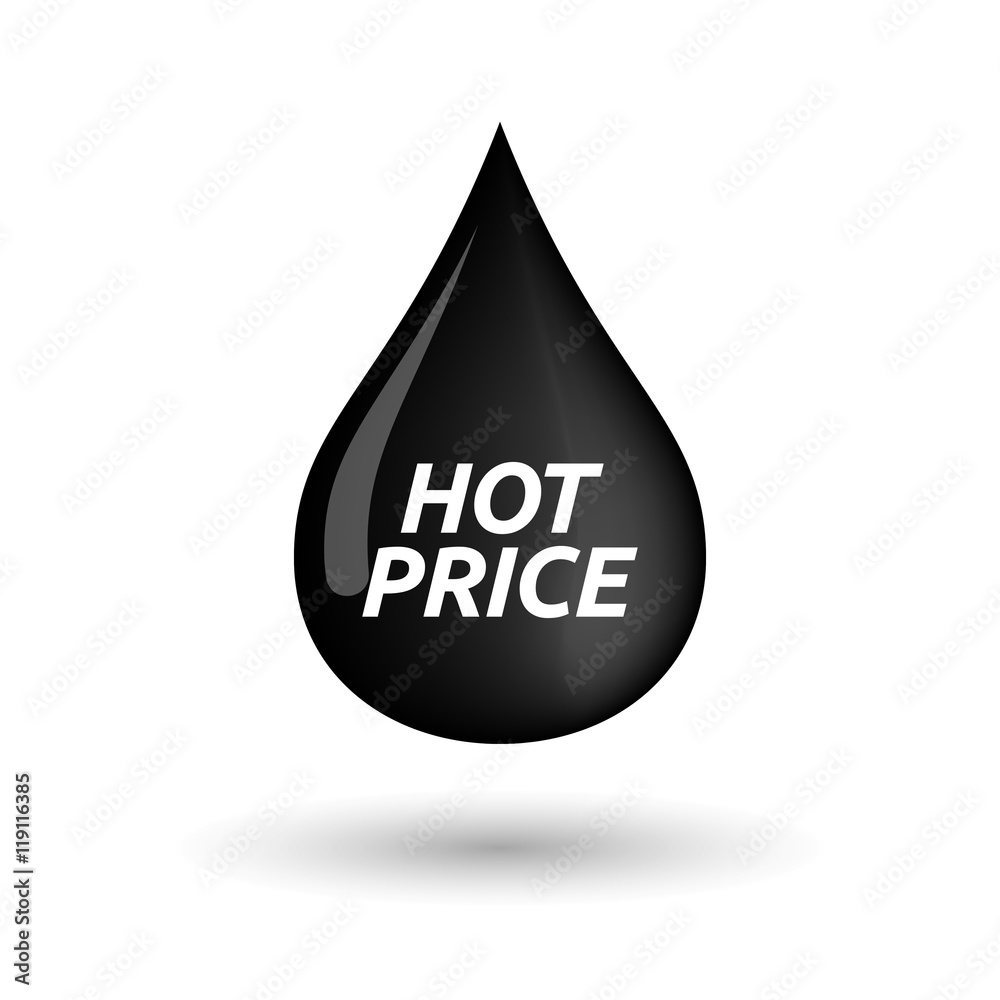 Isolated oil drop icon with the text HOT PRICE Isolated oil drop icon with the text HOT PRICE